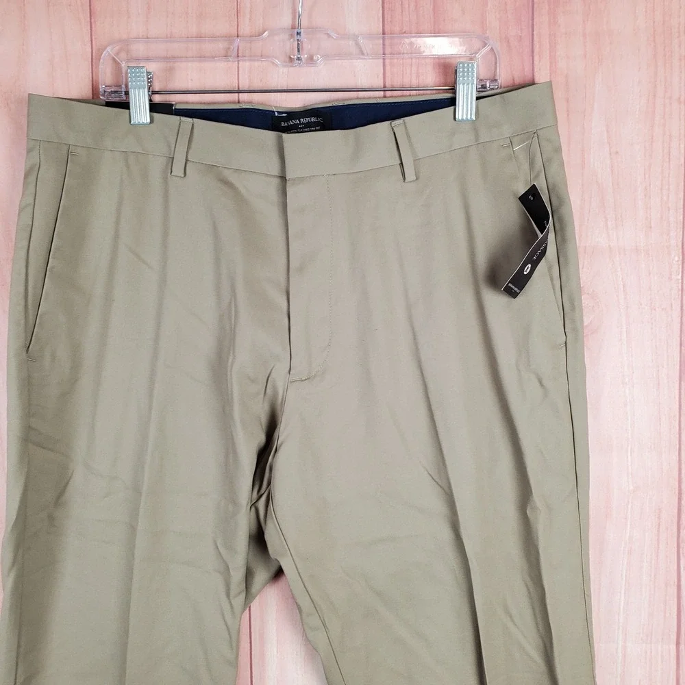 Banana Republic Dress Pants Mens Sz 35 35x30 Non-Iron Tailored Slim Fit Classic